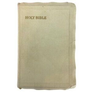 Holy Bible King James Version KJV Collins Press England White Faux Leather 1957